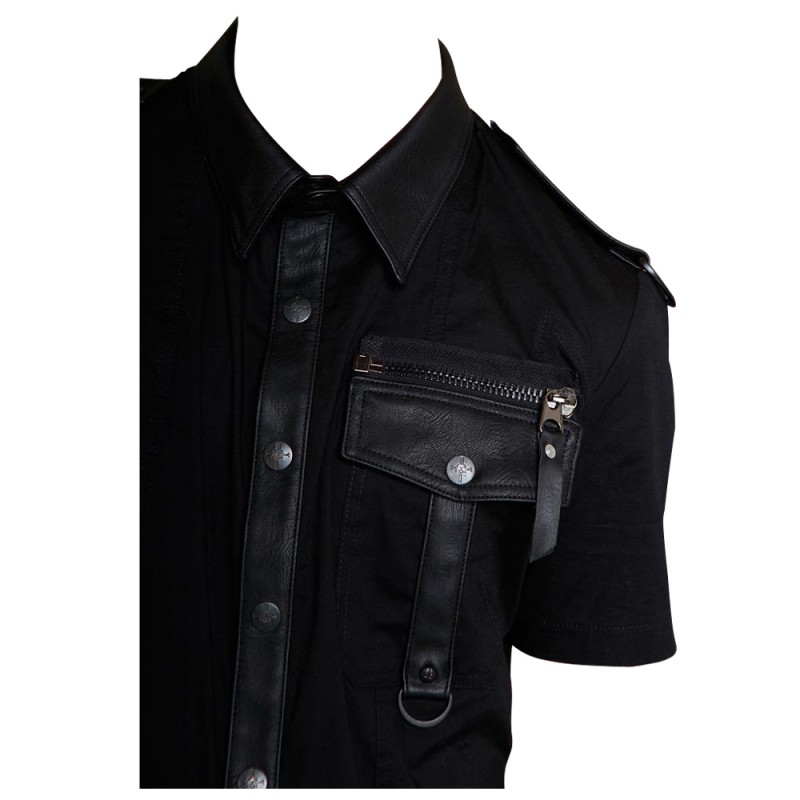 Men Gothic Police Officer Shirt Black Goth Clearance Shirt Halloween